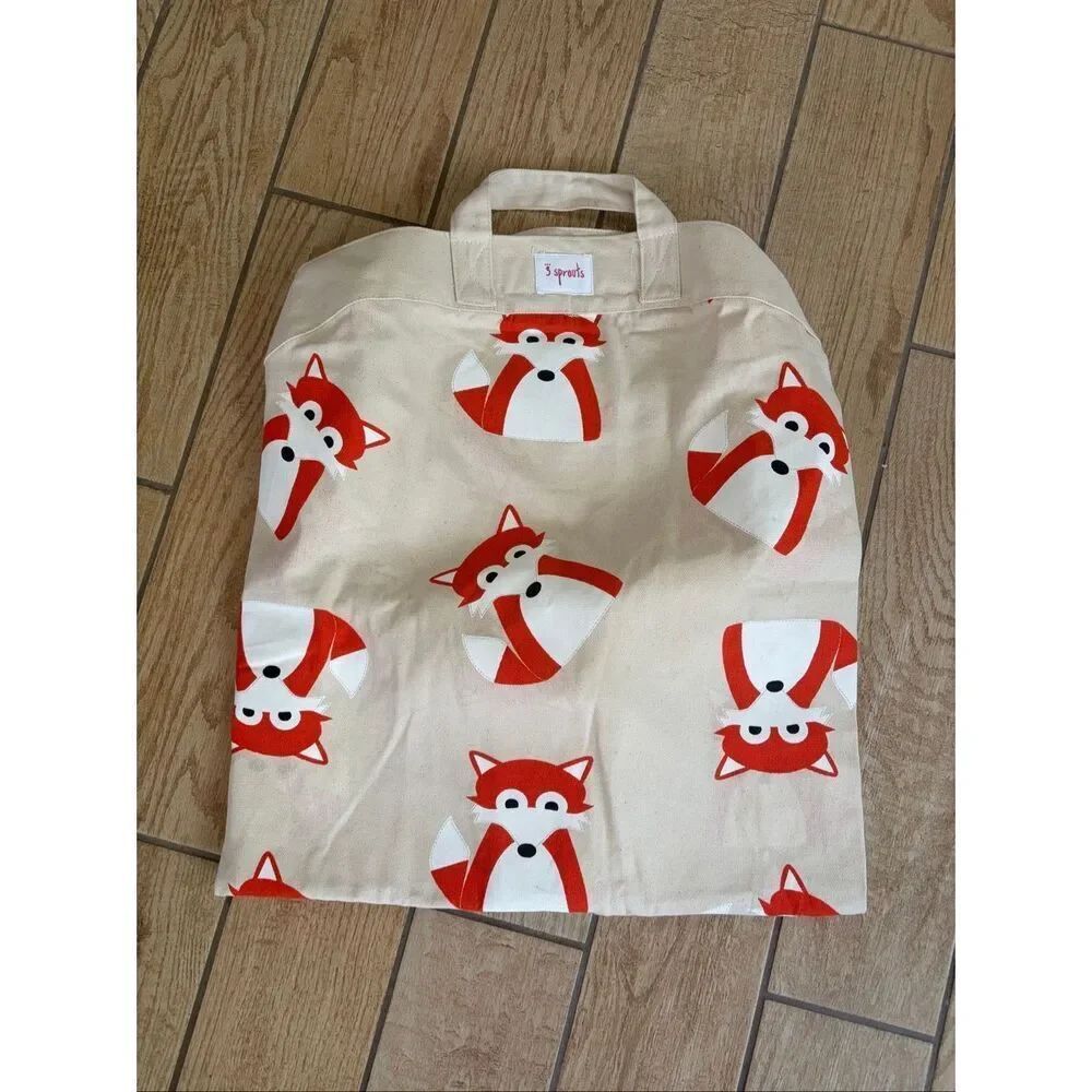 3 Sprouts Convertible Toy Storage Bag and Portable Play Mat Fox Pattern